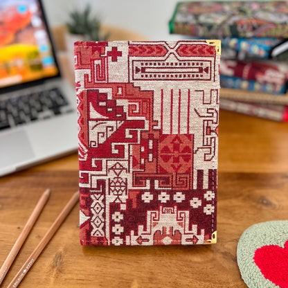 Red Large Notebook, Rug Design Handmade Notebook