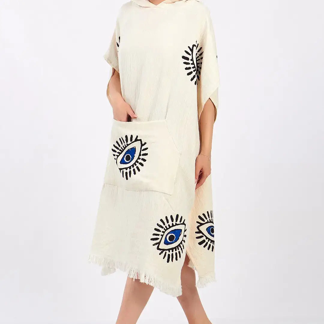 Evil Eye Poncho, Quick Dry Pool Poncho, Beach Poncho