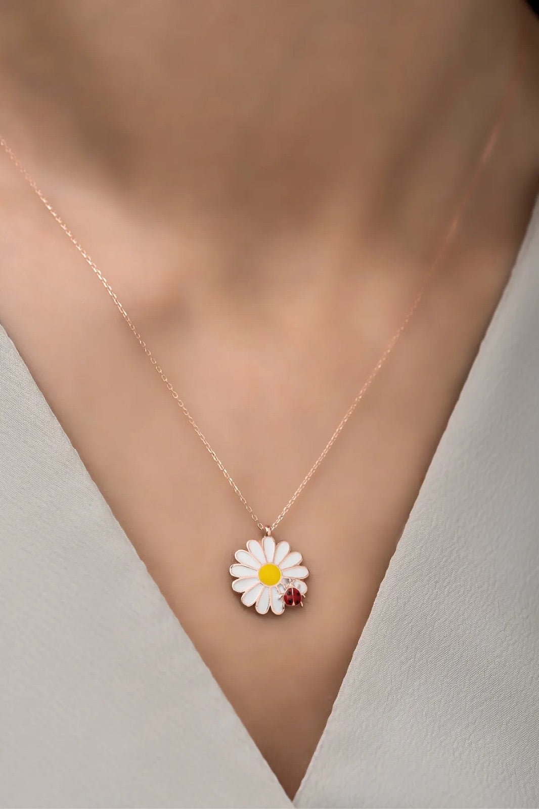 Cute Necklace for Women, Daisy Necklace, Silver Necklace