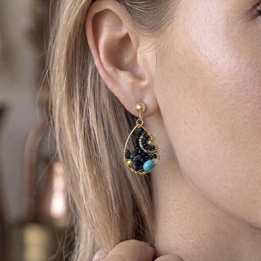 Teardrop Earring, Handmade Beaded Earrings, Beaded Jewelry