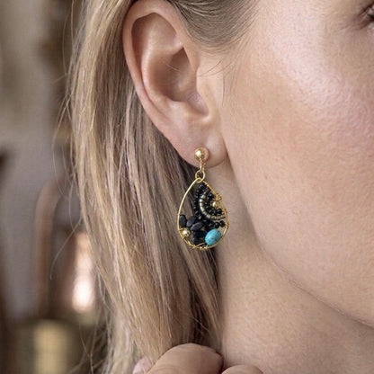 Teardrop Earring, Handmade Beaded Earrings, Beaded Jewelry