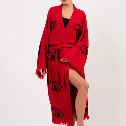 %100 Cotton Boho Kaftan/Kimono/Bathrobe, Evil Eye Kimono