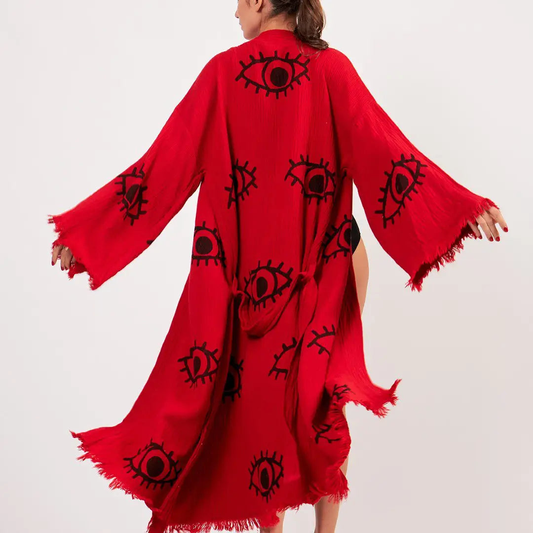 %100 Cotton Boho Kaftan/Kimono/Bathrobe, Evil Eye Kimono