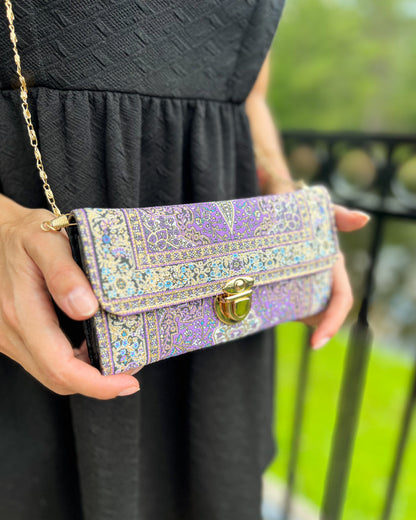 Purple Shoulder Bag, Rug Design Crossbody Bag for Women