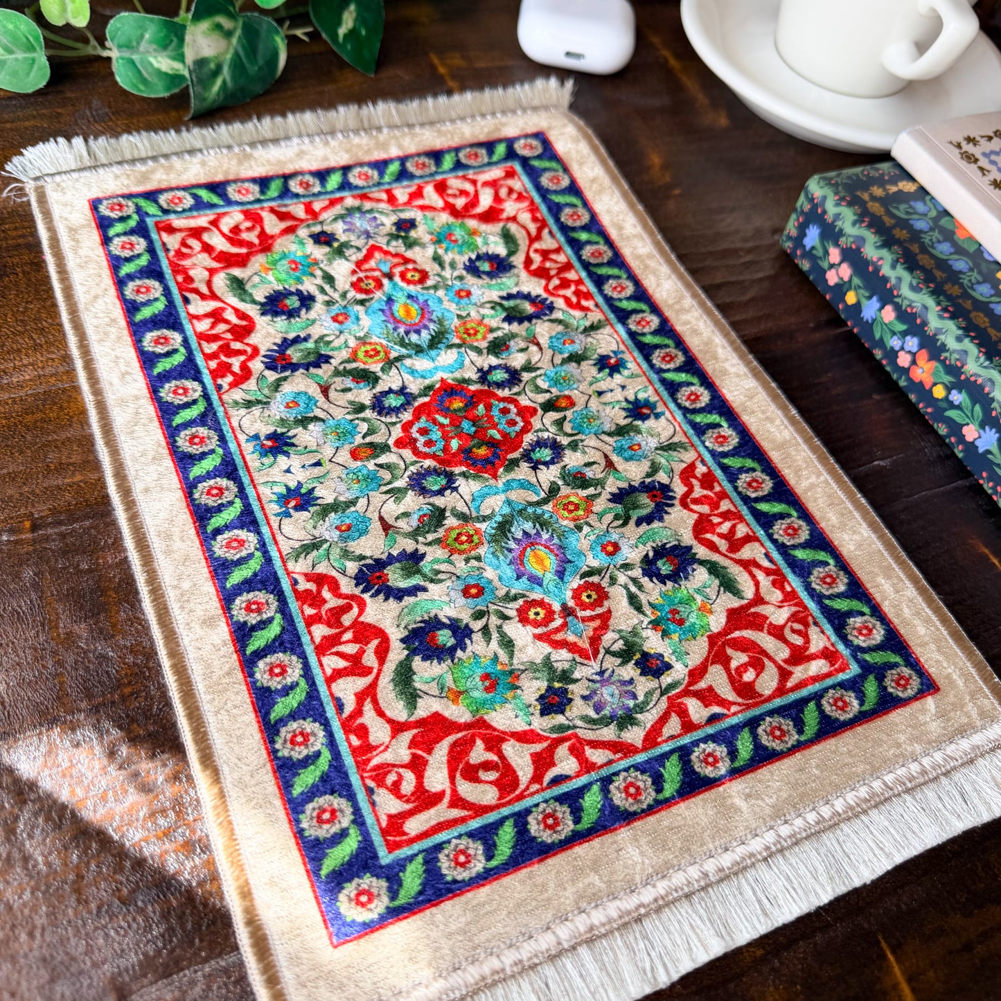 Floral Mini Carpet, Boho Rug, Miniature Carpet, Home Decor