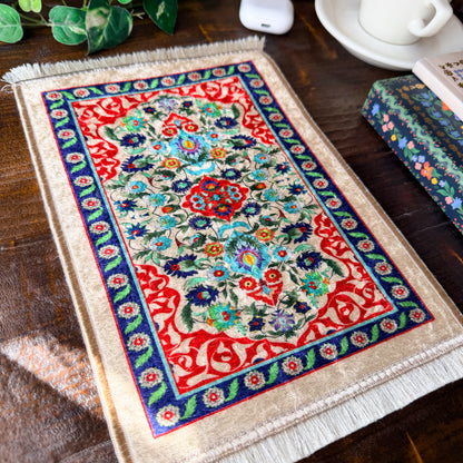 Floral Mini Carpet, Boho Rug, Miniature Carpet, Home Decor