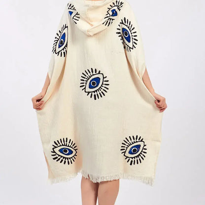 Evil Eye Poncho, Quick Dry Pool Poncho, Beach Poncho