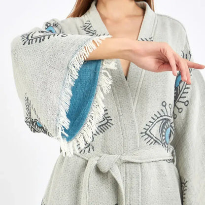 Evil Eye Kimono, Jacquard Kimono, Festival Kaftan Kimono