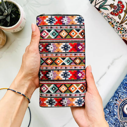 Rug Design Wallet, Boho Fabric Wallet for Women