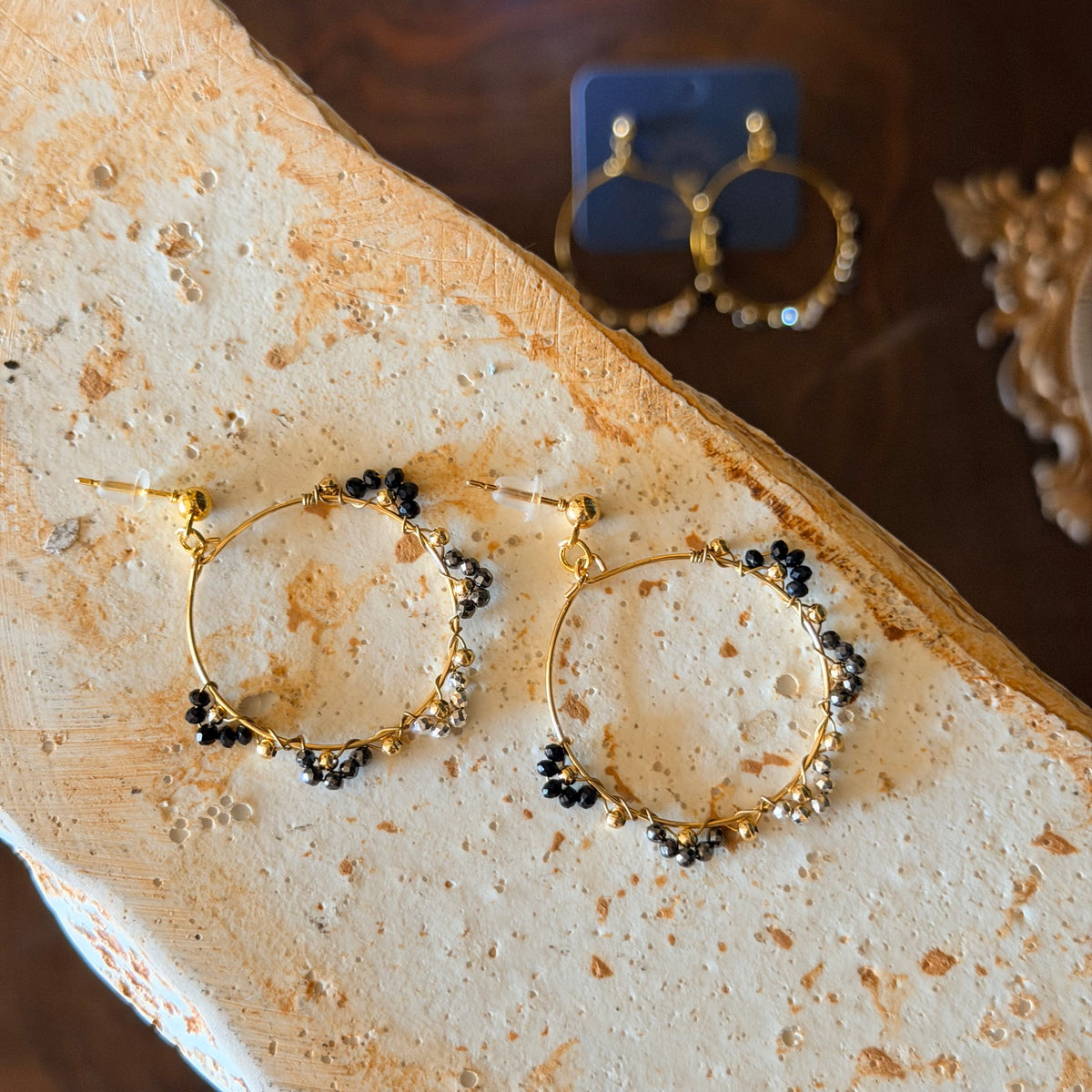 Minimalist Earrings, Hoop Earrings, Beaded Jewelry