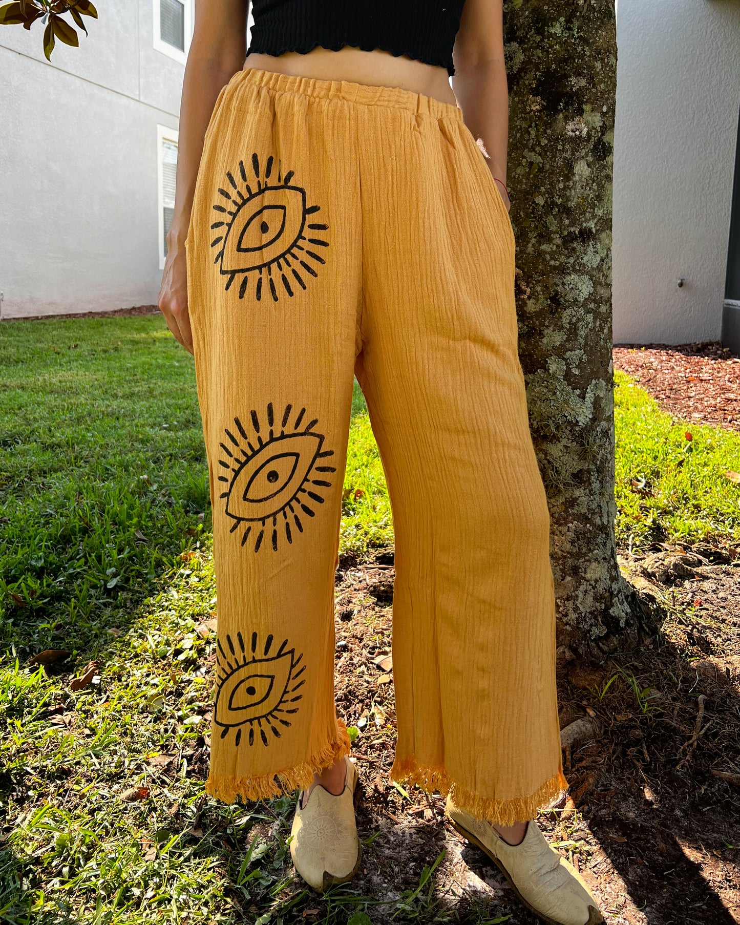 Evil Eye Pants, Muslin Pants, Cotton Bohemian Pants