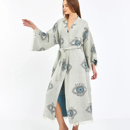 Evil Eye Kimono, Jacquard Kimono, Festival Kaftan Kimono