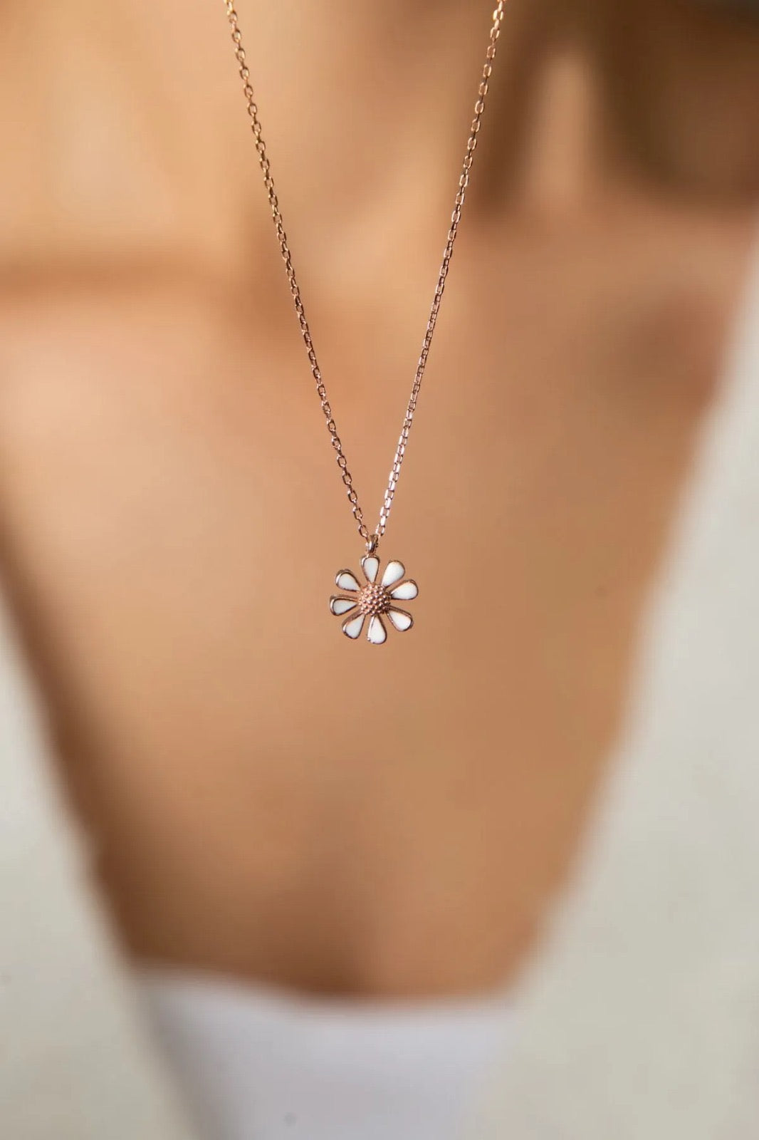 Cute Daisy Necklace, 925 Sterling Silver Necklace