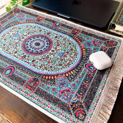 Rug Design Desk Mat, Mini Rug, Small Persian Rug, Office Decor