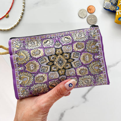 Boho Coin Purse, Handmade Zipper Pouch, Small Bag Organizer