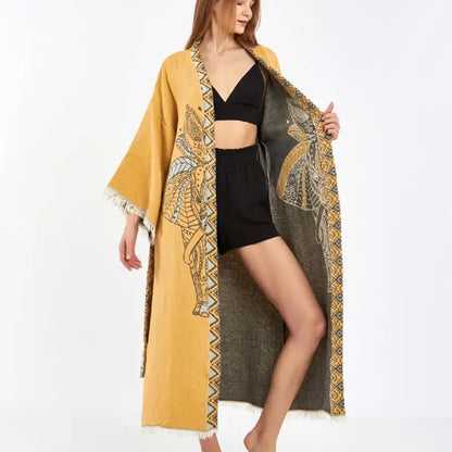 Elephant Kimono, Long Boho Kimono Kaftan