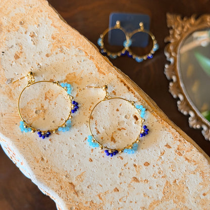 Hoop Earrings, Handmade Beaded Earrings, Dangle Earrings