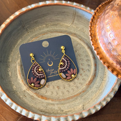 Floral Handmade Earrings, Beaded Jewelry, Floral Jewelry