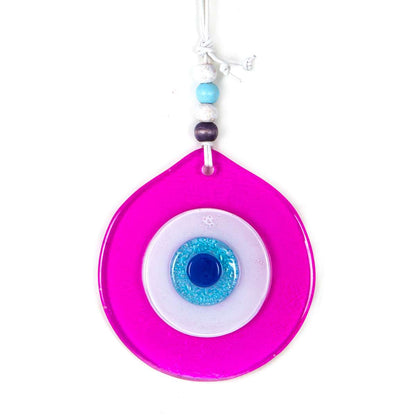 Pink Evil Eye Wall Decor, Glass Evil Eye Wall Hanging