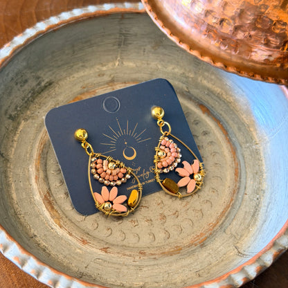 Floral Earrings, Handmade Beaded Earrings, Cute Jewelry,