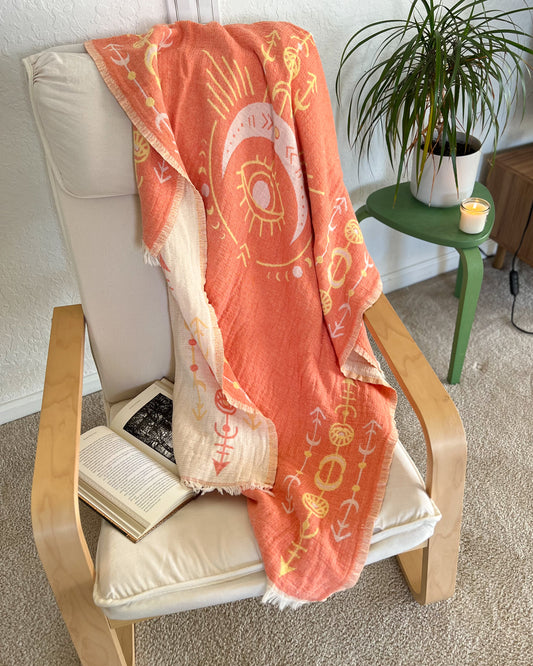 Double Sided Throw Blanket, Cotton Throw, Turkish Towel