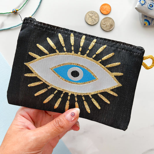 Evil Eye Coin Purses, Zipper Pouches, Handmade Coin Purses