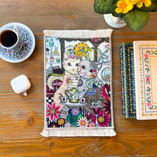 Miniature Rug, Cute Cat Rug, Gift for Animal Lovers