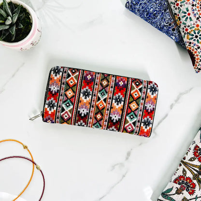 Rug Design Wallet, Boho Fabric Wallet for Women