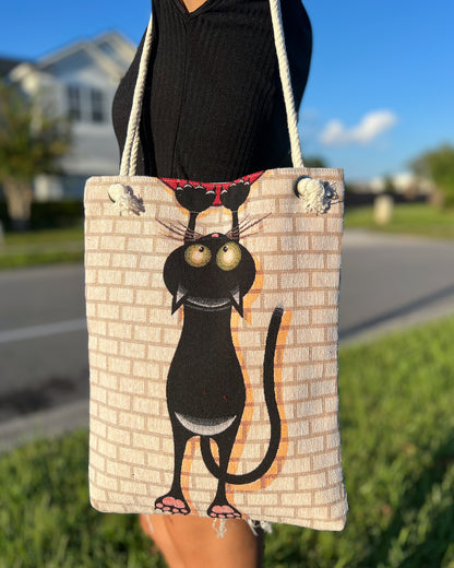 Cat Design Tote Bag, Gift for Cat Moms, Gift for Christmas