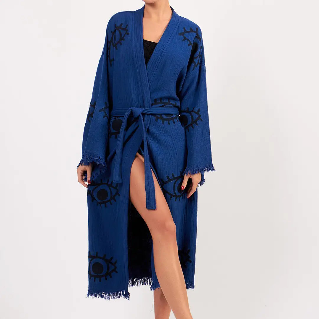 Boho Festival Kimono, Soft Cotton Bathrobe