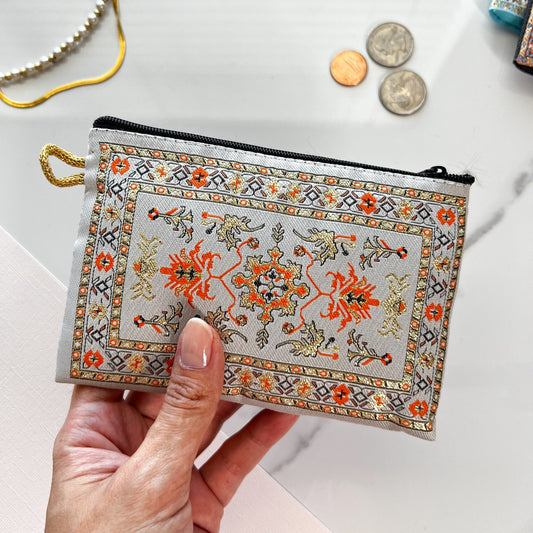 Rug Design Coin Purse, Handmade Small Pouch