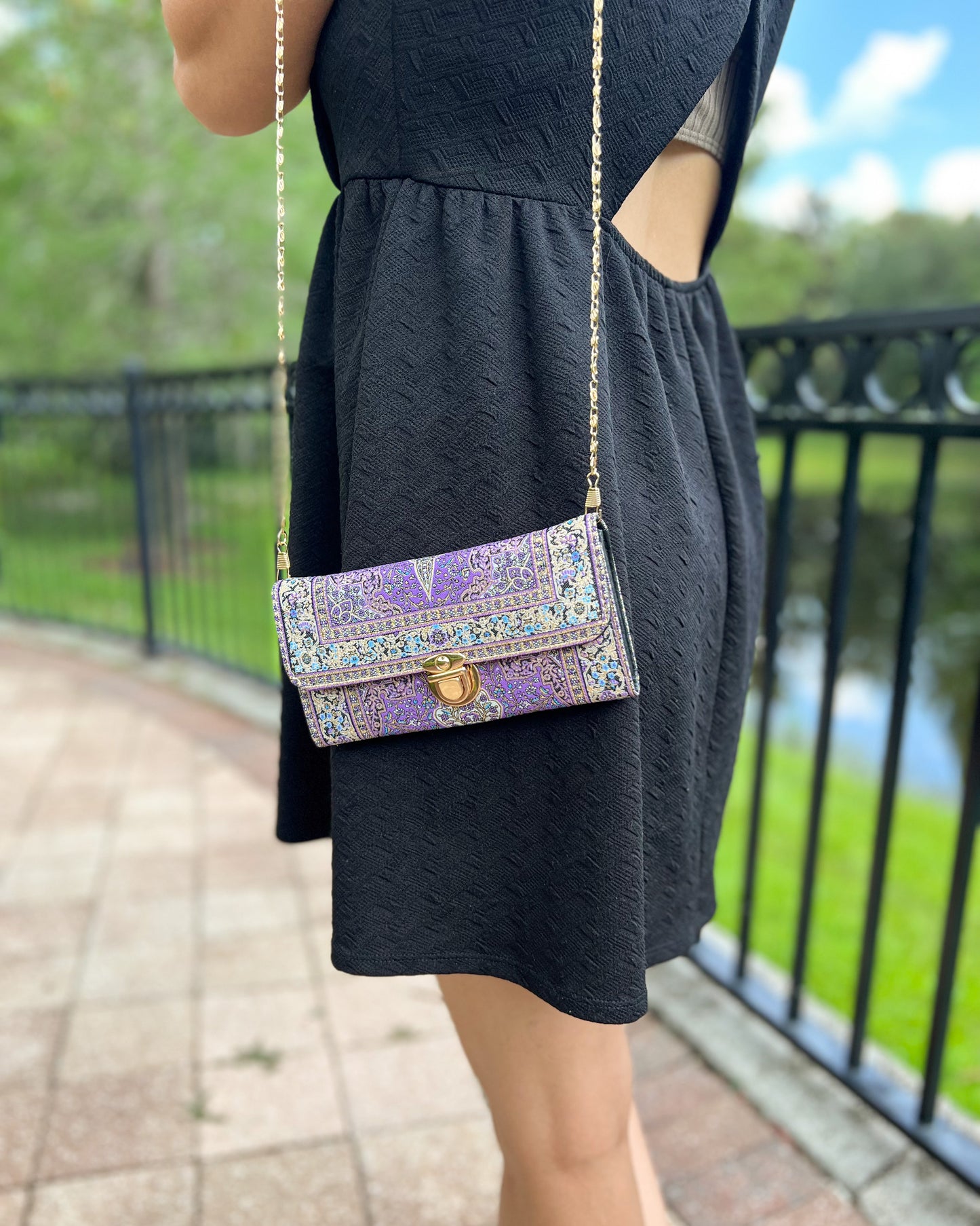 Purple Shoulder Bag, Rug Design Crossbody Bag for Women