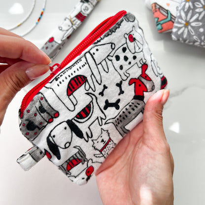 Cute Dog Fabric Pouch with Wristlet