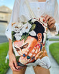 Woven Fabric Tote Bag, Frida Kahlo Design Shoulder Bag