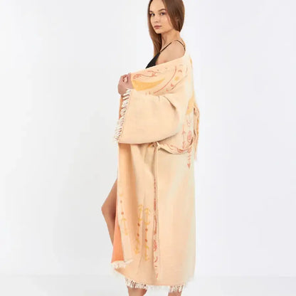 Evil Eye Kaftan Kimono, Cotton Robe, Bohemian Robe