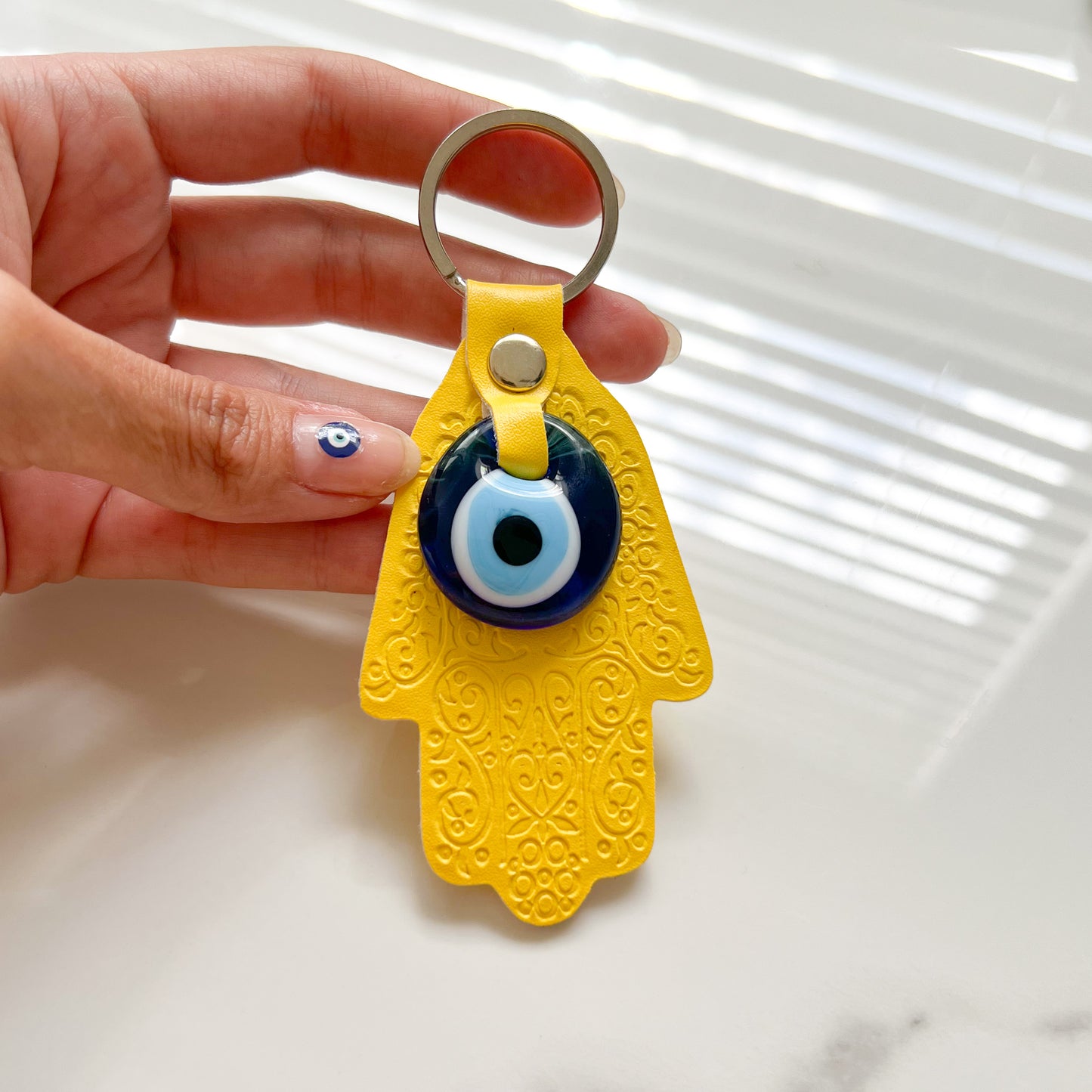 Colorful Keyring, Leather Keychain, Evil Eye Keychain