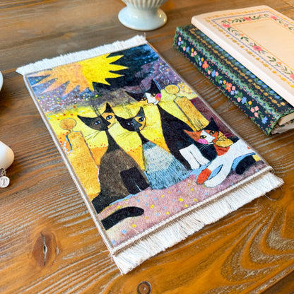 Decorative Rug, Office Decor, Miniature Rug, Cat Lover Gift