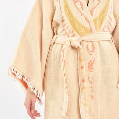 Evil Eye Kaftan Kimono, Cotton Robe, Bohemian Robe