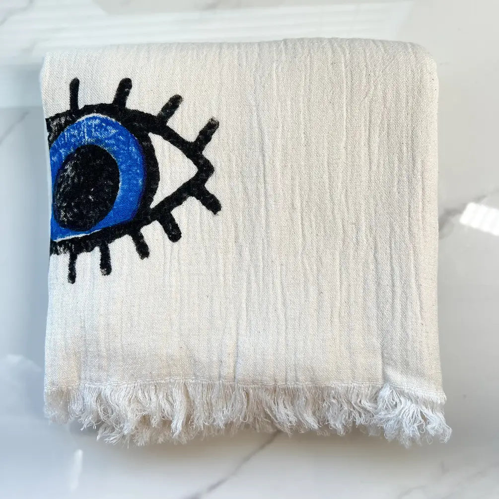 Luxury Cotton Towel, Beach Towel, Evil Eye Towel