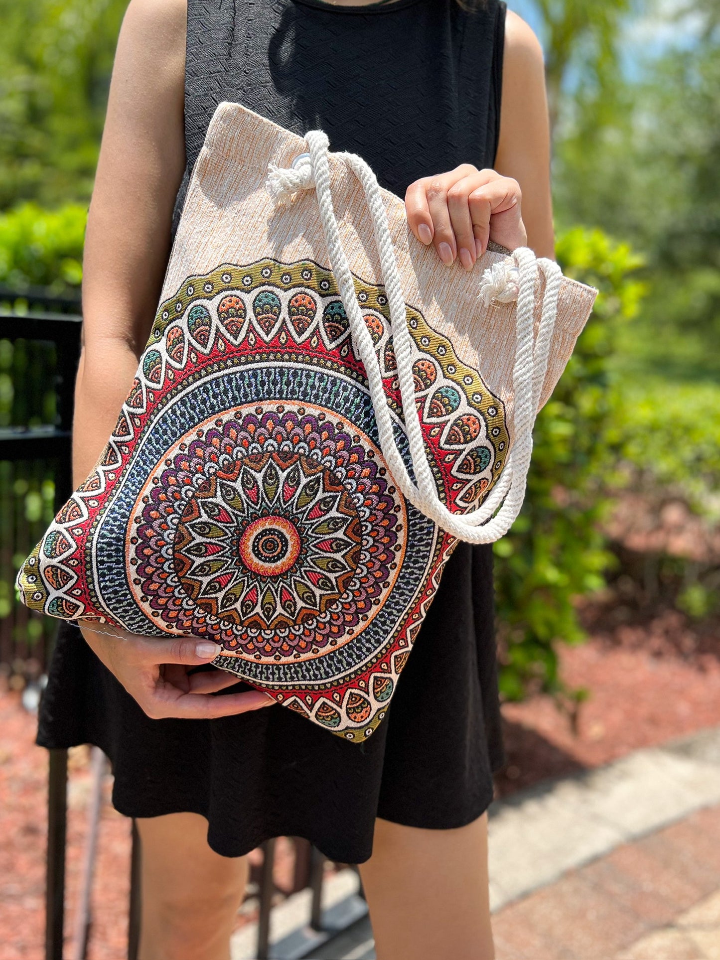 Boho Shoulder Bag, Handmade Tote Bag, Woven Beach Bag