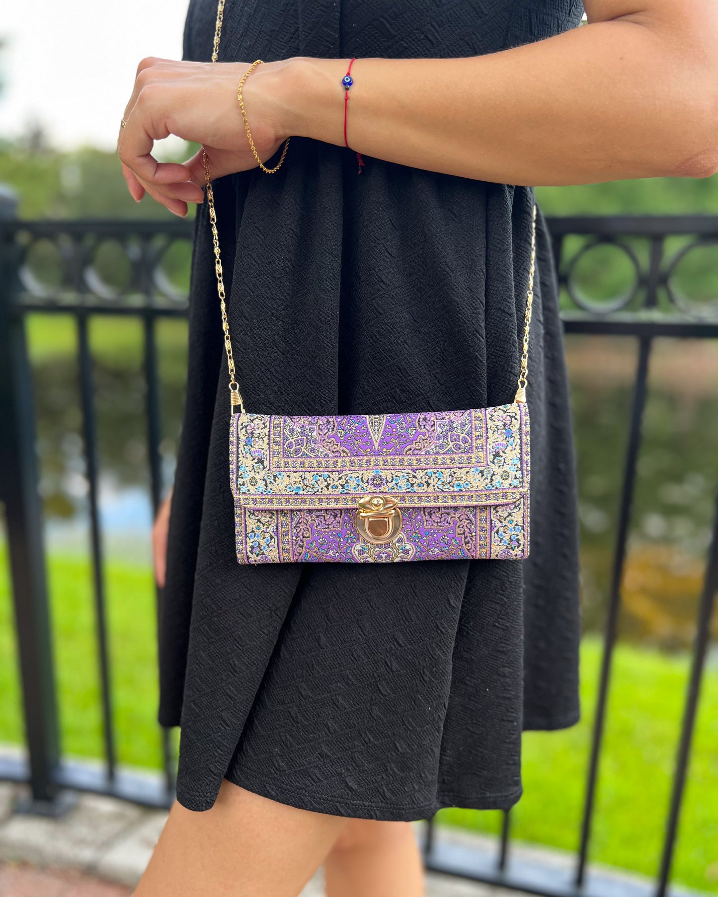 Purple Shoulder Bag, Rug Design Crossbody Bag for Women