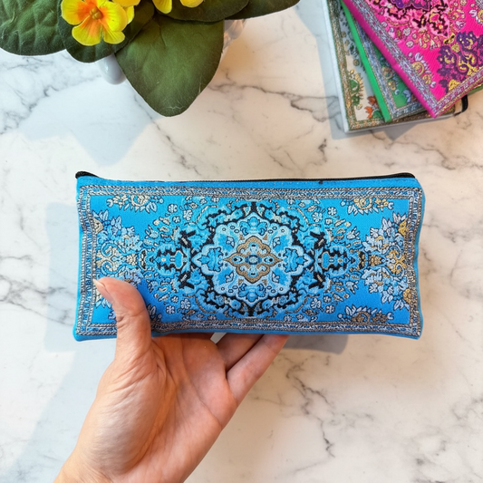 Rug Design Pencil Case, Bohemian Fabric Pouch, Handmade Purse