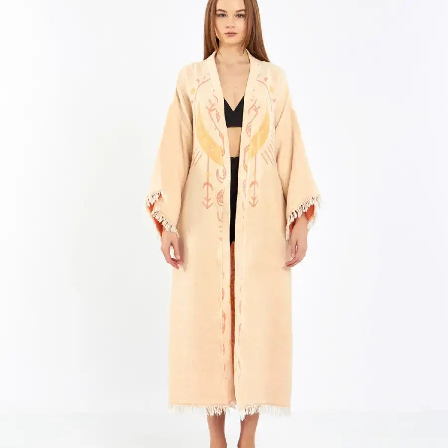 Evil Eye Kaftan Kimono, Cotton Robe, Bohemian Robe