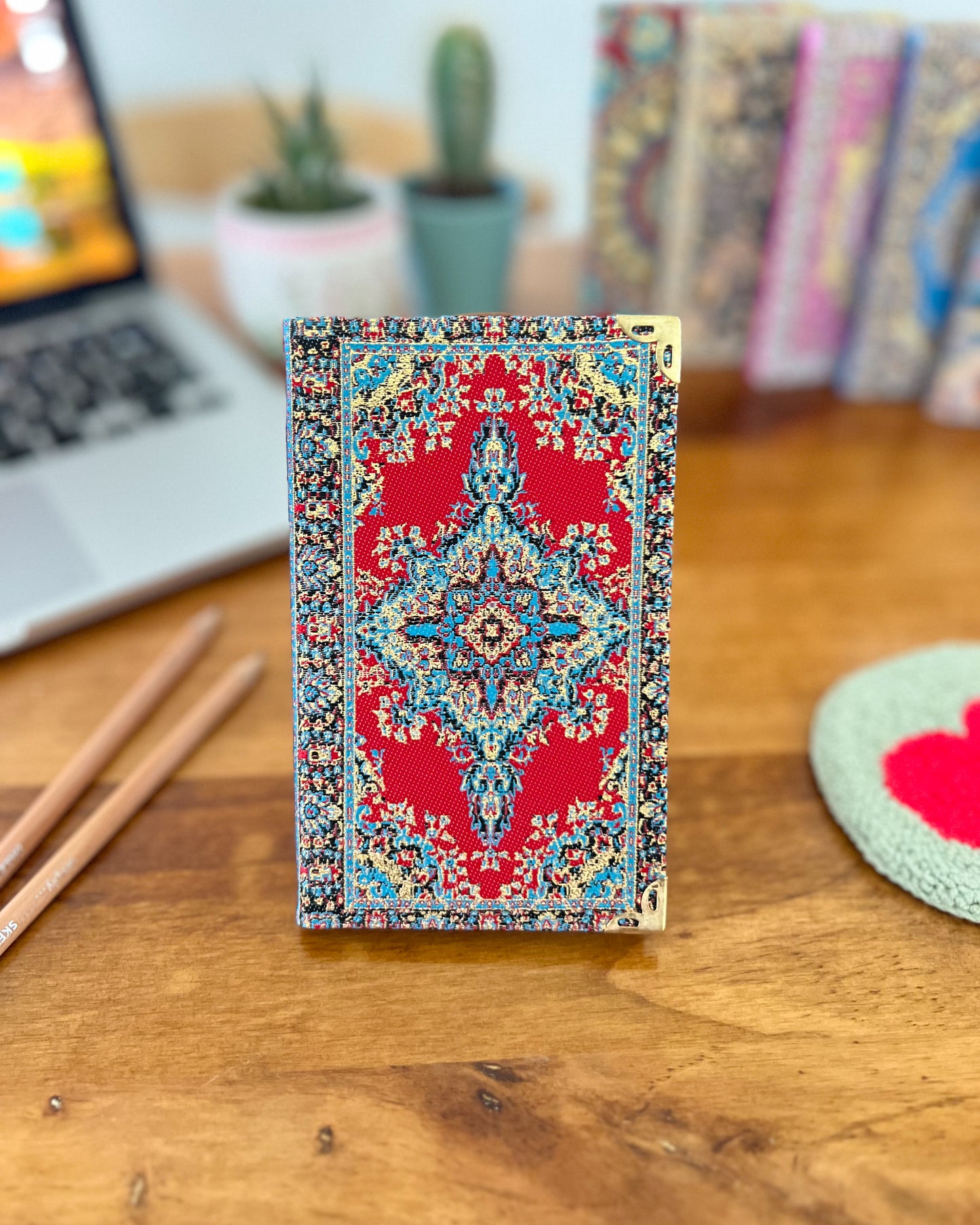 Handmade Small Notebook, Rug Design Pocket Journal, Boho Gifts