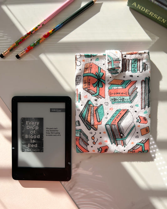 Fabric Book Cover, Padded Kindle Sleeve, Gift for Booklovers