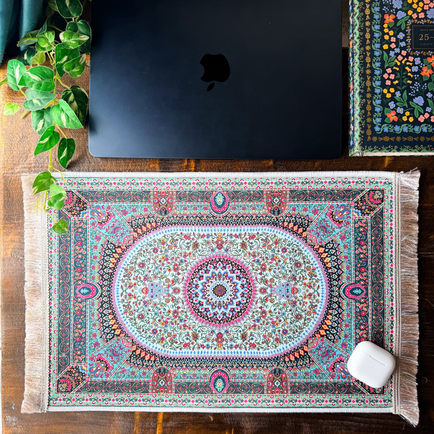 Rug Design Desk Mat, Mini Rug, Small Persian Rug, Office Decor