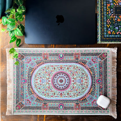 Rug Design Desk Mat, Mini Rug, Small Persian Rug, Office Decor