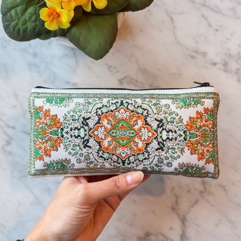 Handmade Pencil Case, Zipper Pouch, Fabric Make up Bag
