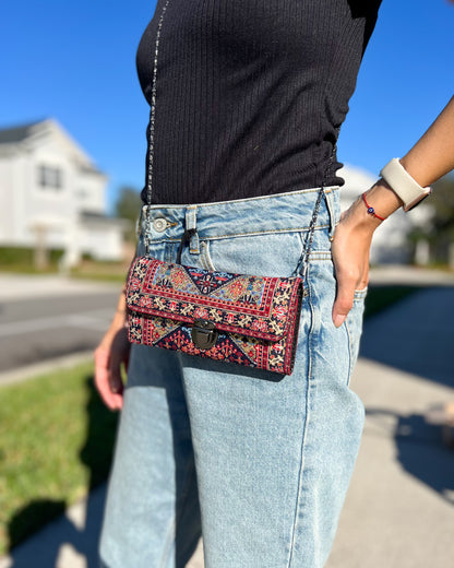 Rug Design Crossbody Bag, Small and Boho Shoulder Bag