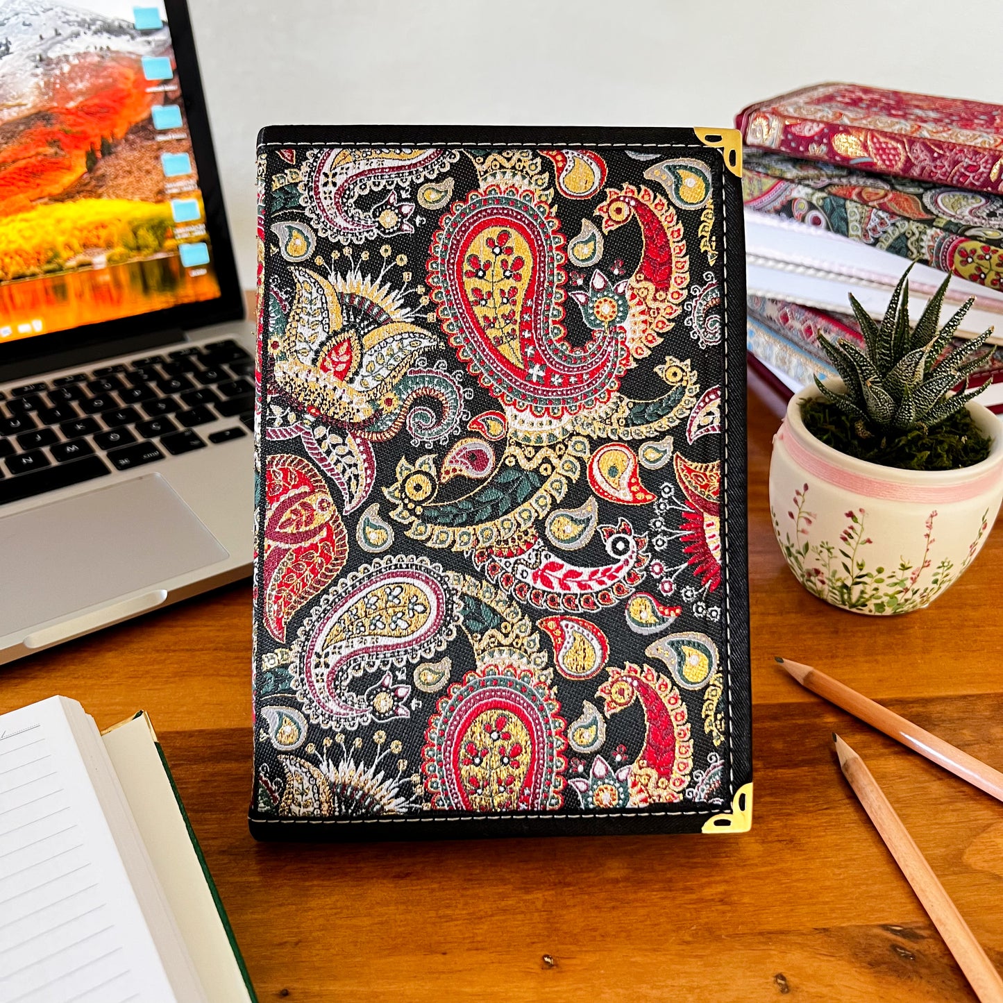 Bohemian Notebook, Large Journal, Handmade Fabric Notebook